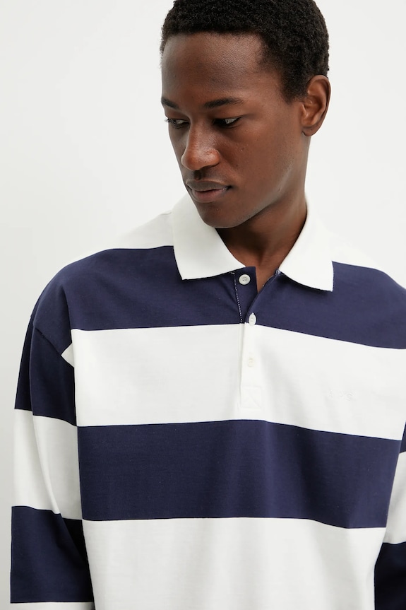 A.P.C. top a maniche lunghe in cotone polo riley blu navy COGFS.H26290