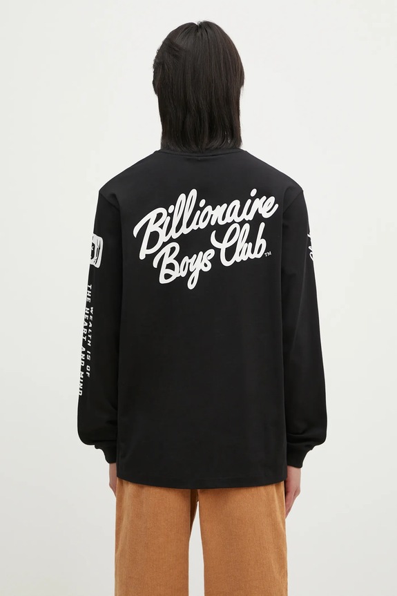 Bavlnené tričko s dlhým rukávom Billionaire Boys Club Multi Print Longsleeve relaxed čierna B24456