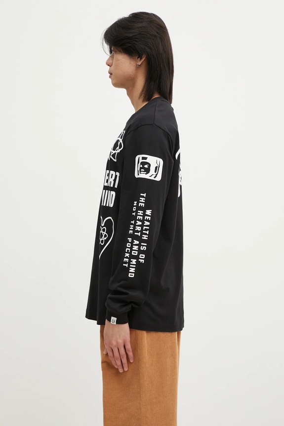 Bavlnené tričko s dlhým rukávom Billionaire Boys Club Multi Print Longsleeve B24456 čierna SS25