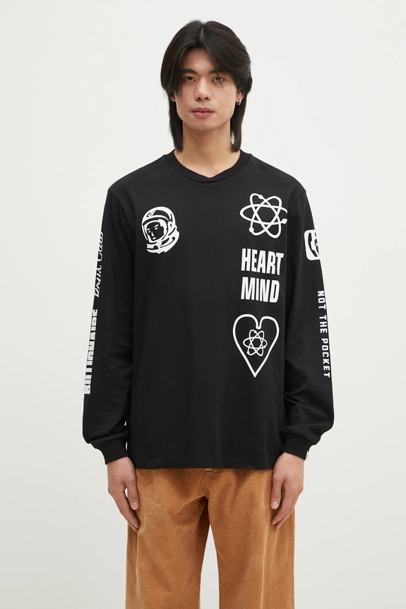 Oblečenie Bavlnené tričko s dlhým rukávom Billionaire Boys Club Multi Print Longsleeve B24456 čierna
