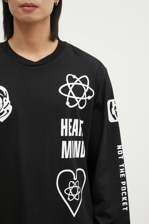 Bavlnené tričko s dlhým rukávom Billionaire Boys Club Multi Print Longsleeve B24456 čierna