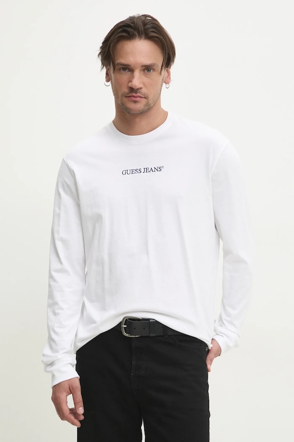 Guess Jeans longsleeve bawełniany regular biały M5RI84.K8HM0