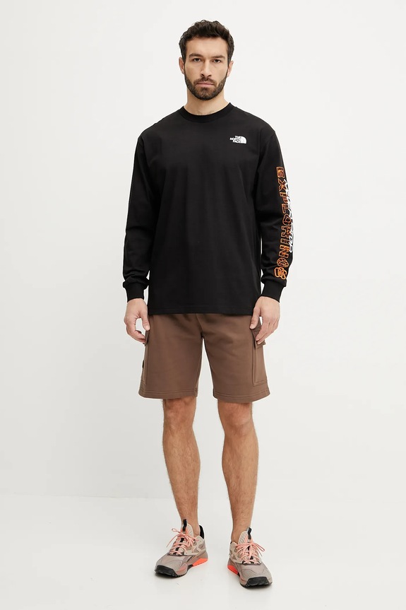 Bombažna majica z dolgimi rokavi The North Face TNF X NSE NF0A8C3ZJK31 črna SS25