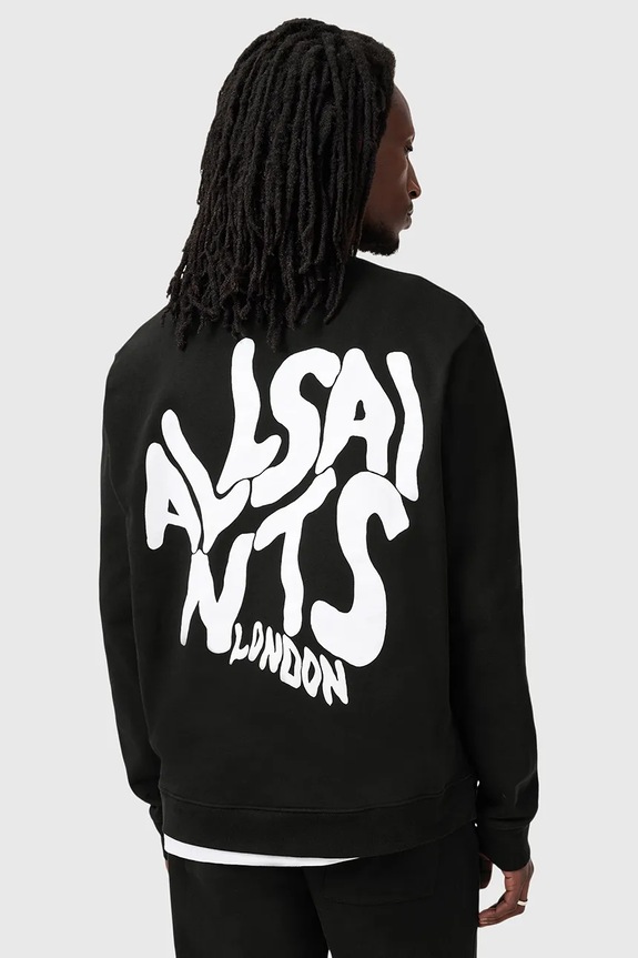 Βαμβακερή μπλούζα AllSaints ORLANDO χωρίς κουκούλα μαύρο M056NB