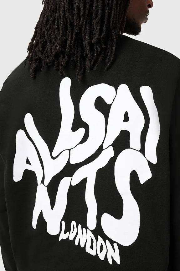 Βαμβακερή μπλούζα AllSaints ORLANDO M056NB μαύρο AW25