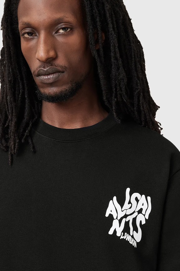 Ρούχα Βαμβακερή μπλούζα AllSaints ORLANDO M056NB μαύρο