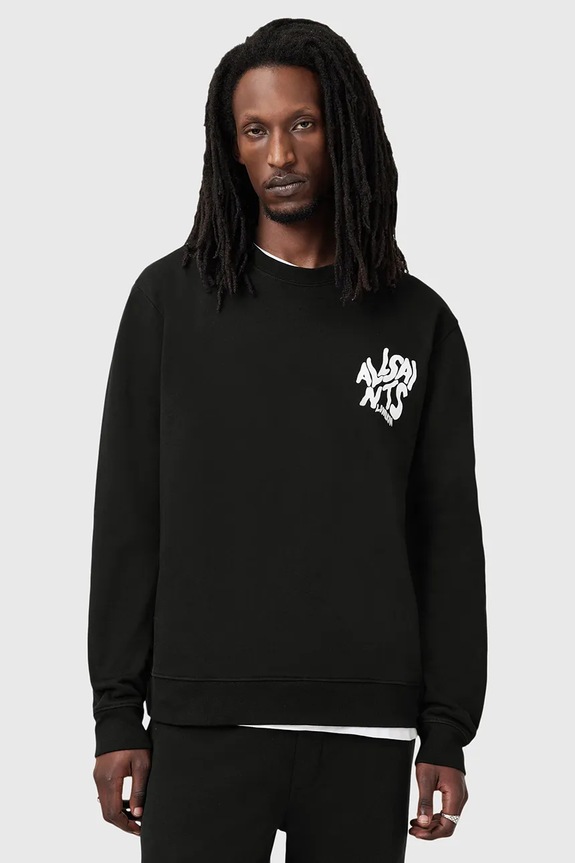 Βαμβακερή μπλούζα AllSaints ORLANDO μαύρο M056NB