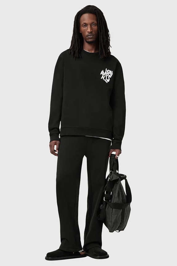 Βαμβακερή μπλούζα AllSaints ORLANDO M056NB μαύρο