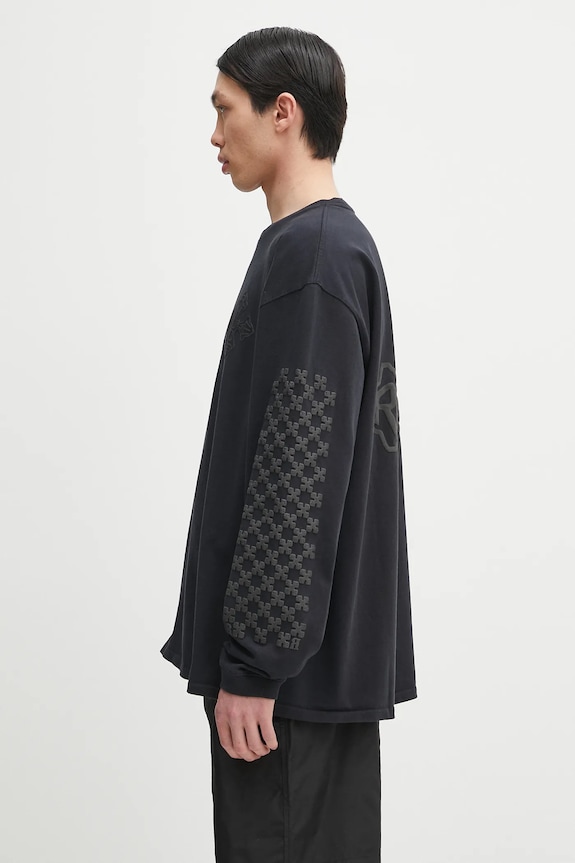 RHUDE cotton longsleeve top Cross Logo RHPS25TT12012 black SS25
