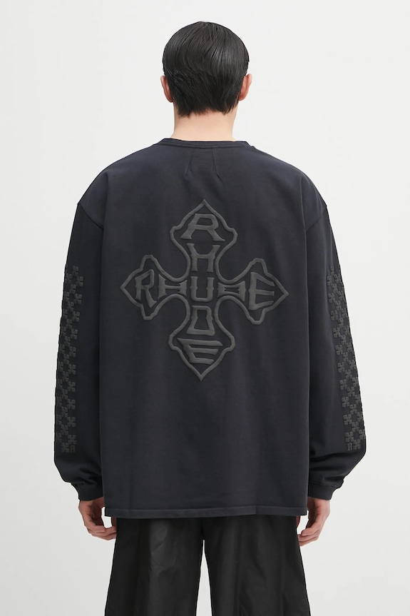 Clothing RHUDE cotton longsleeve top Cross Logo RHPS25TT12012 black
