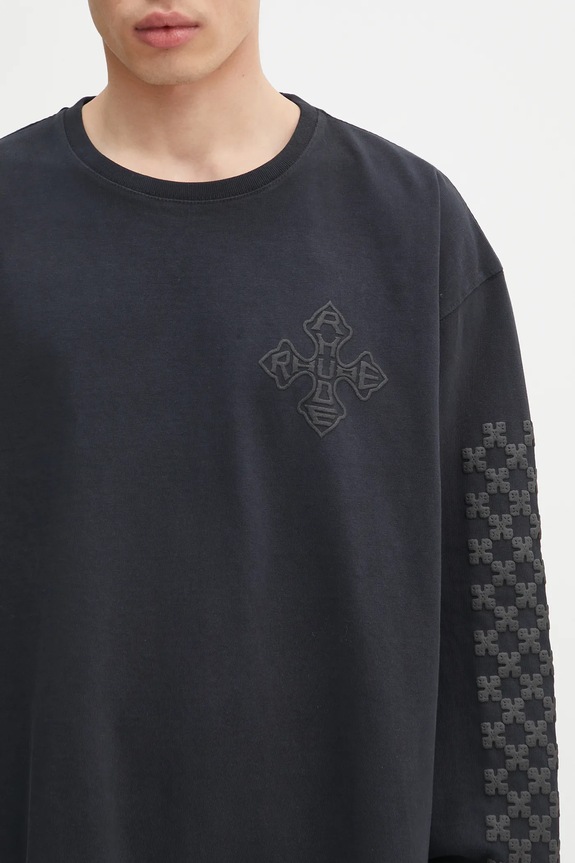 RHUDE cotton longsleeve top Cross Logo black RHPS25TT12012