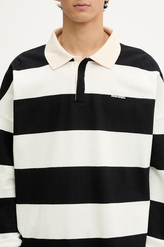 RHUDE longsleeve din bumbac Striped Pique bej RHSS25PO03012