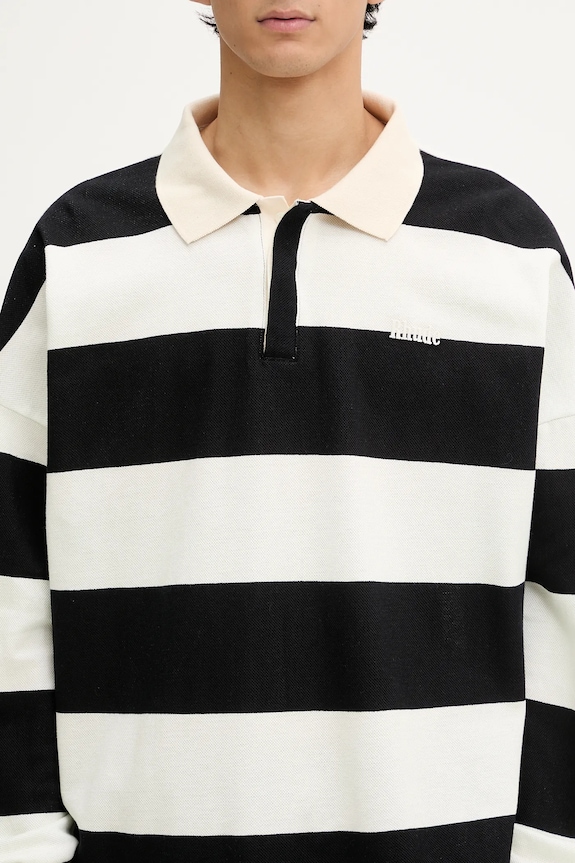 RHUDE longsleeve din bumbac Striped Pique bej RHSS25PO03012