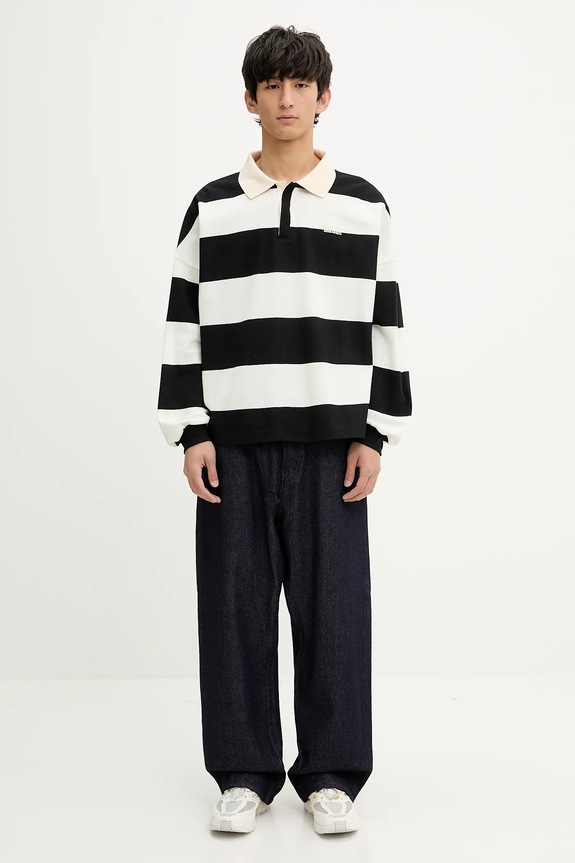 RHUDE longsleeve din bumbac Striped Pique RHSS25PO03012 bej