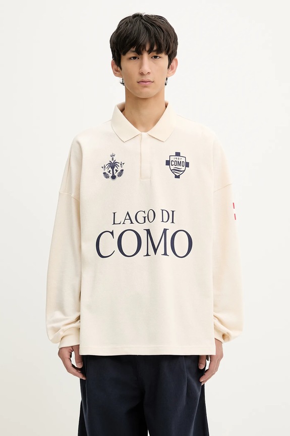 RHUDE cotton longsleeve top Fc Como Pique cotton beige RHSS25PO05012