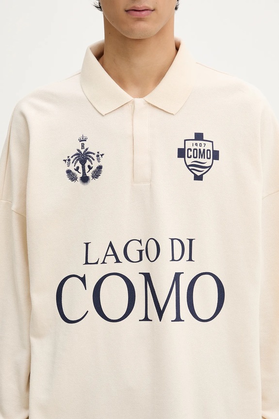RHUDE cotton longsleeve top Fc Como Pique beige RHSS25PO05012