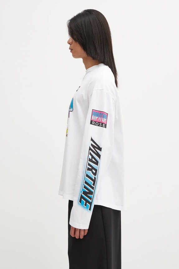 Martine Rose top a maniche lunghe in cotone Funnel Neck 658JS03000N bianco SS25