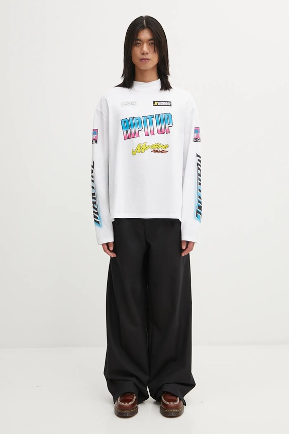 Martine Rose top a maniche lunghe in cotone Funnel Neck 658JS03000N bianco
