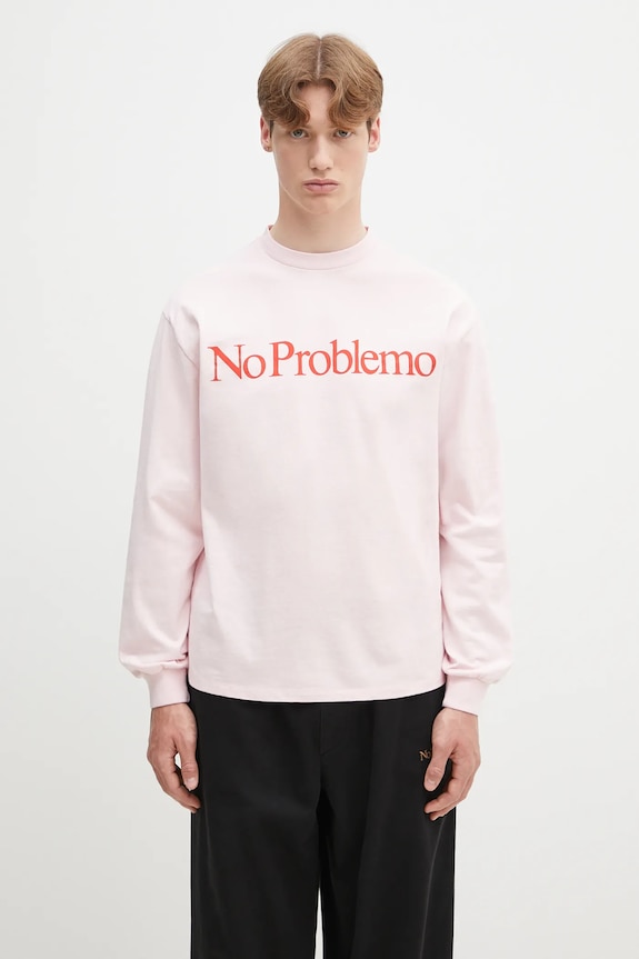 Bavlněné tričko s dlouhým rukávem No Problemo No Problemo LS Tee regular růžová NP6002203