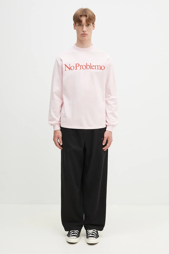 Bavlněné tričko s dlouhým rukávem No Problemo No Problemo LS Tee NP6002203 růžová