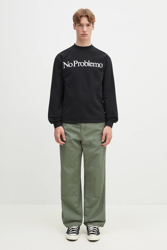 Bavlněné tričko s dlouhým rukávem No Problemo No Problemo LS Tee NP6002203 černá