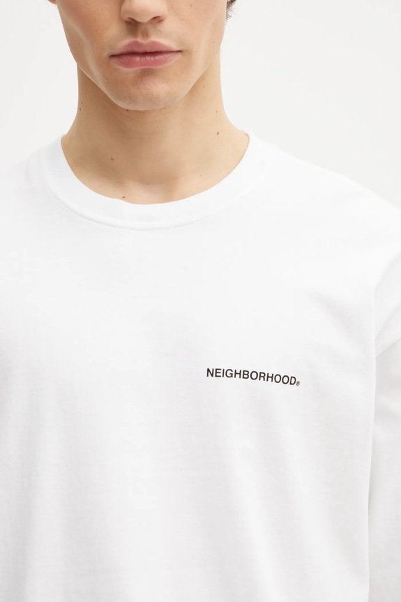 Bavlnené tričko s dlhým rukávom NEIGHBORHOOD Nh . Tee Ls-8 biela 242PCNH.LT08