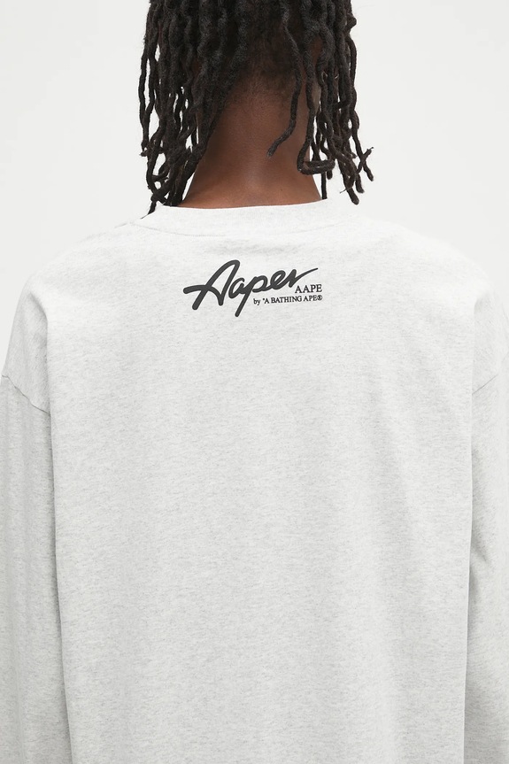 Хлопковый лонгслив AAPE Theme Aaper Long серый AAPLTM1610XAO