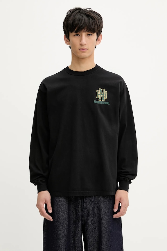 NEIGHBORHOOD cotton longsleeve top Nh . Tee Ls-8 cotton black 251PCNH.LT08