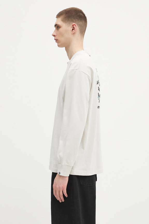 Bavlněné tričko s dlouhým rukávem AAPE Basic Long AAPLTM1560XXN šedá SS25