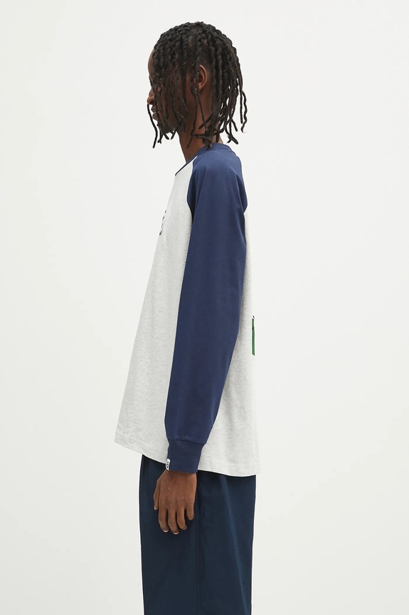 Хлопковый лонгслив AAPE Main Long AAPLTM1571XXN серый SS25