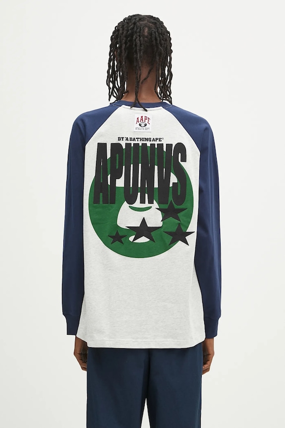 Одежда Хлопковый лонгслив AAPE Main Long AAPLTM1571XXN серый