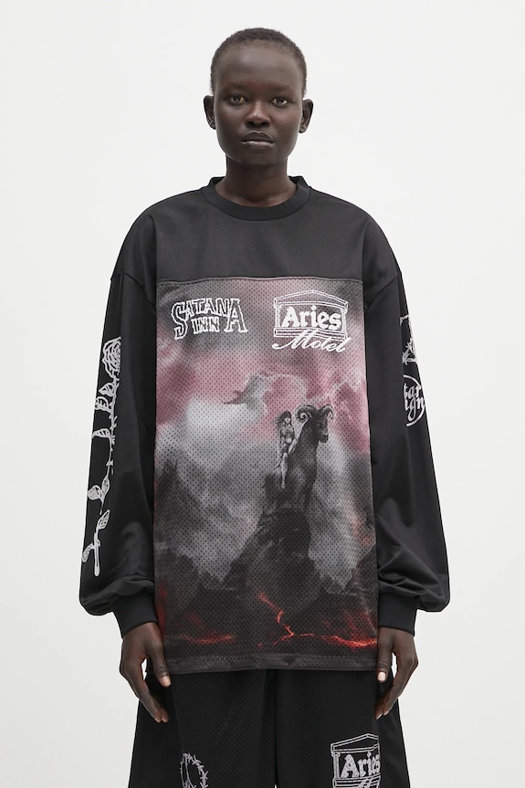 Aries longsleeve Ramscape Airtex LS Tee AR4005003 negru SS25
