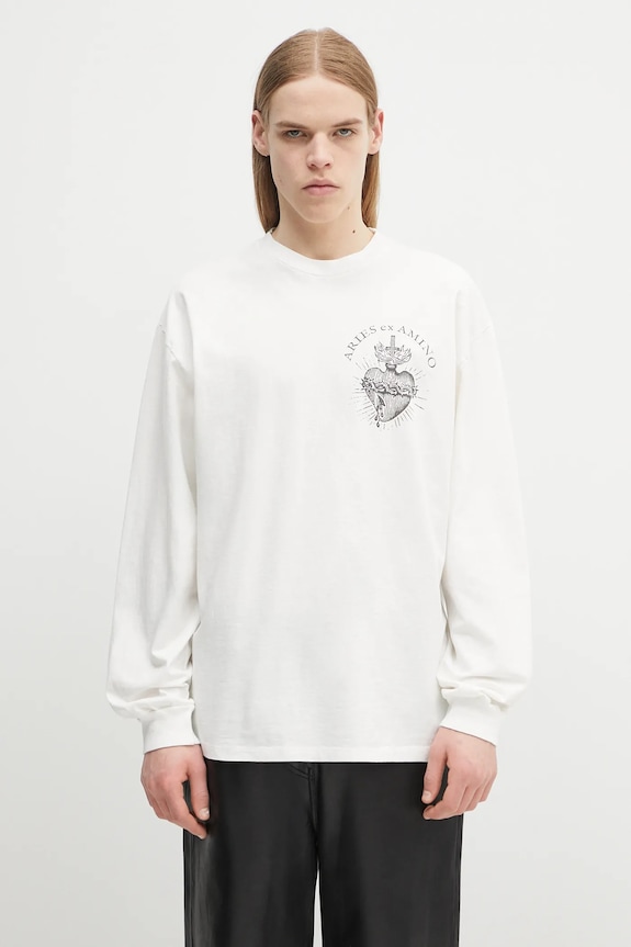Bavlněné tričko s dlouhým rukávem Aries Faded Aries Ex Amino LS Tee relaxed bílá AR6002403