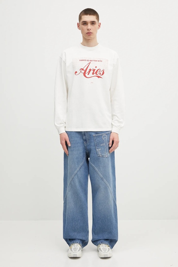 Aries longsleeve din bumbac Faded Cola LS Tee AR6265203 alb