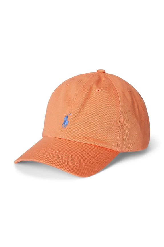 Παιδικό βαμβακερό καπέλο μπέιζμπολ Polo Ralph Lauren απλικέ πορτοκαλί 323785653065