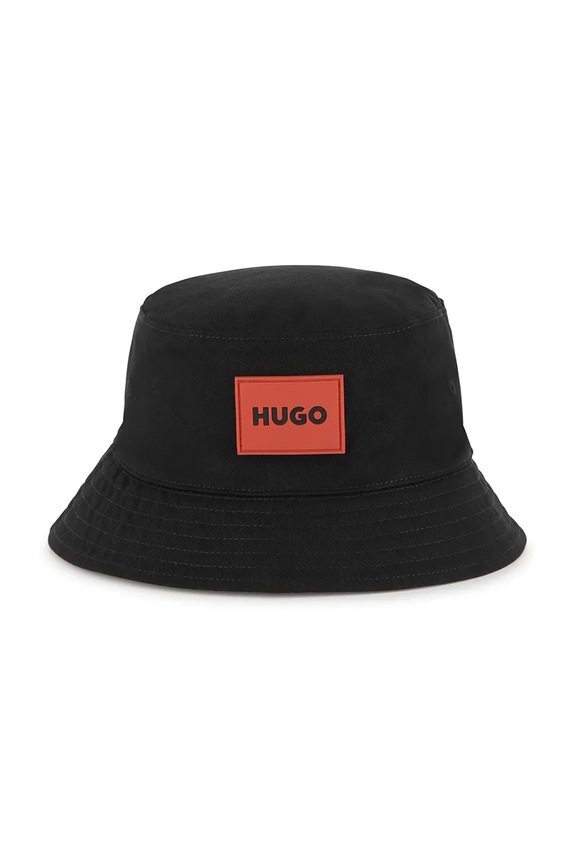 Дитячий двосторонній бавовняний капелюх HUGO аплікація чорний G00309
