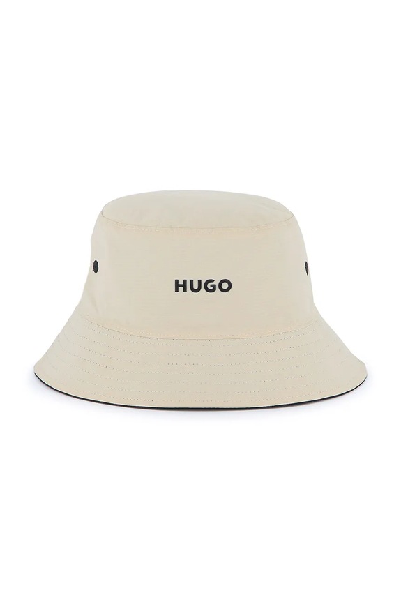 Дитячий двосторонній бавовняний капелюх HUGO G00309 чорний