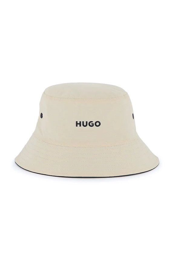 Дитячий двосторонній бавовняний капелюх HUGO G00309 чорний