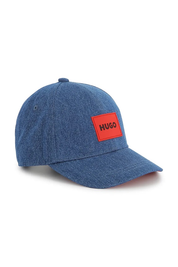 HUGO czapka z daszkiem bawełniana dziecięca bawełna niebieski G00318