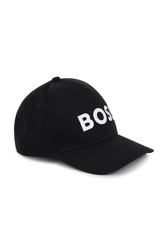 BOSS czapka z daszkiem bawełniana dziecięca aplikacja czarny J51681