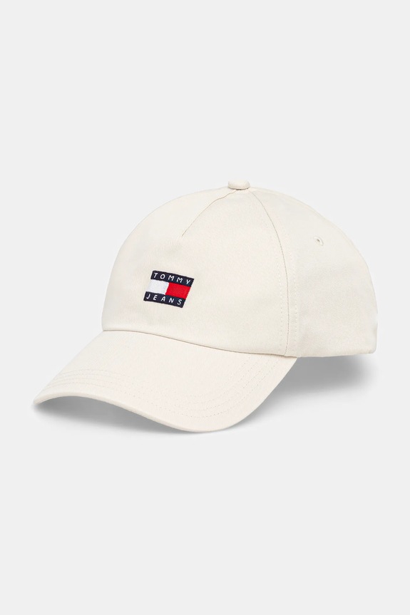 Tommy Jeans czapka z daszkiem damska bawełniana beżowy AW0AW16991