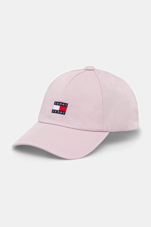 Tommy Jeans czapka z daszkiem damska bawełniana różowy AW0AW16991