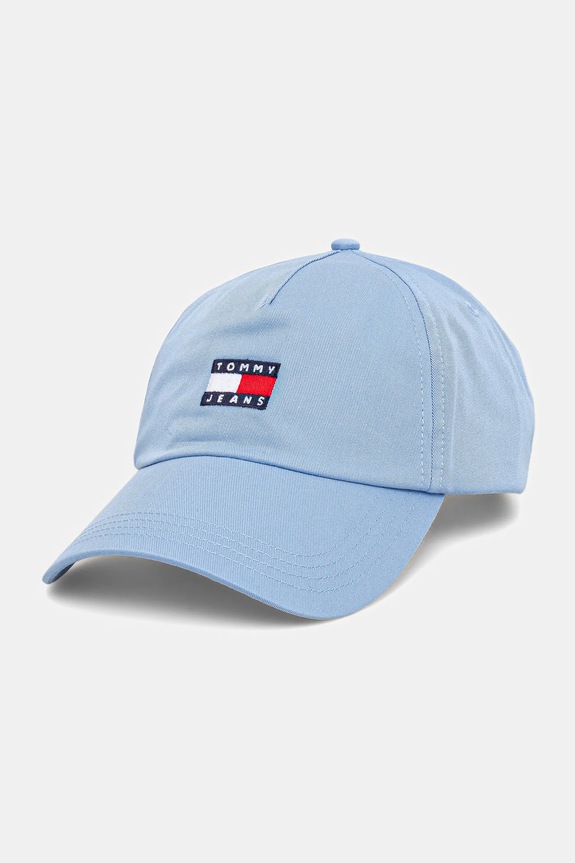 Tommy Jeans čiapka so šiltom dámska bavlnená bavlna modrá AW0AW16991