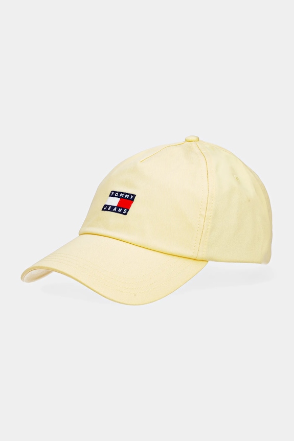 Tommy Jeans čiapka so šiltom dámska bavlnená bavlna žltá AW0AW16991