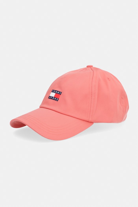 Tommy Jeans czapka z daszkiem damska bawełniana pomarańczowy AW0AW16991