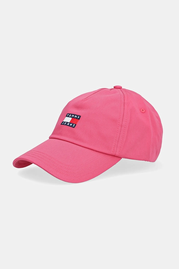 Tommy Jeans czapka z daszkiem damska bawełniana różowy AW0AW16991