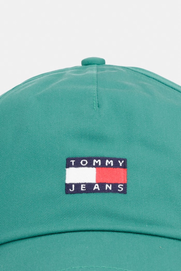 Tommy Jeans șapcă damska de bumbac AW0AW16991 turcoaz SS26