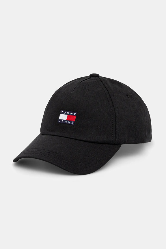 Tommy Jeans czapka z daszkiem damska bawełniana czarny AW0AW16991
