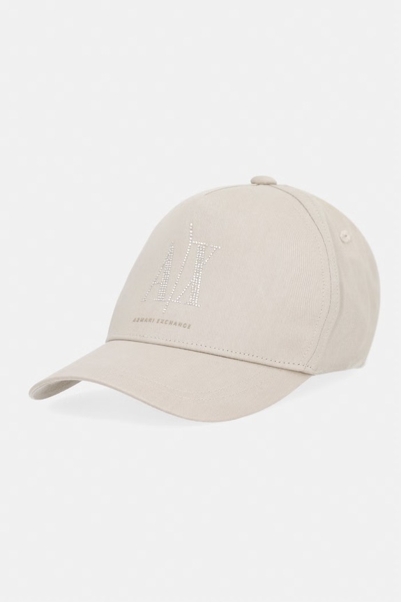 Armani Exchange czapka z daszkiem bawełniana aplikacja beżowy XW000957.AF13846