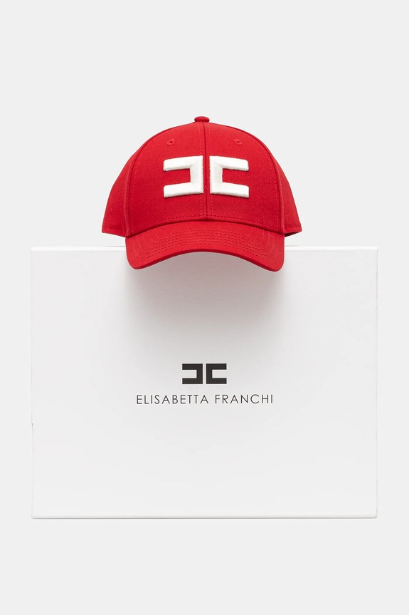 Βαμβακερό καπέλο του μπέιζμπολ Elisabetta Franchi κόκκινο CL06F51E2